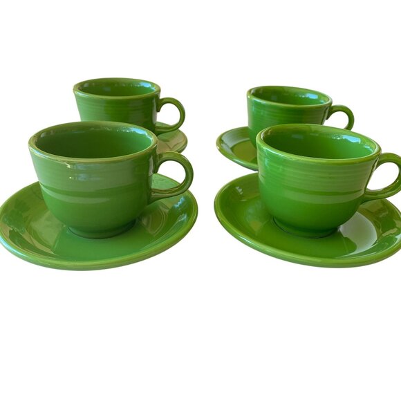 Fiestaware Shamrock Green coffee tea cup and saucer set Discontinued 6oz - Picture 1 of 11